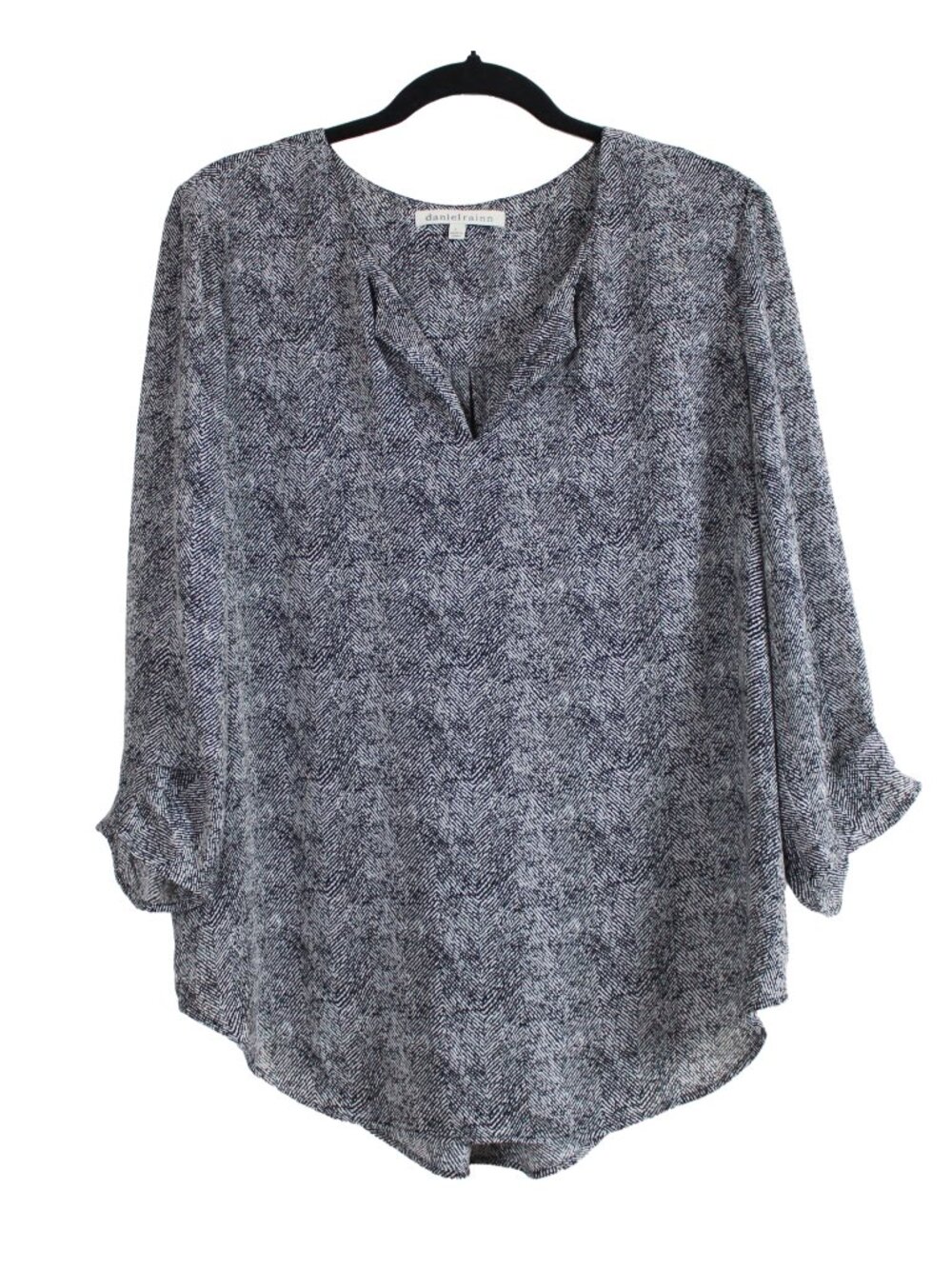Daniel Rainn V-neck Abstract Micro-Printed Blouse